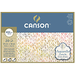 Блок для акварели Canson Aquarelle, склеенный, среднее зерно, 60% хлопок, 300 гр/м2, 20 листов