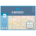 Блок для акварели Canson Aquarelle, склеенный, крупное зерно, 60% хлопок, 300 гр/м2, 20 листов