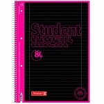 Тетрадь в линейку на пружине А4 Brunnen Premium Black Neon, микроперфорация, 90 гр/м2, 80 листов