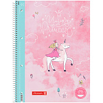 Тетрадь в клетку на пружине А4 Brunnen Принцесса и единорог, микроперфорация, 90 гр/м2, 80 листов