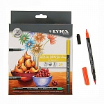 Набор фломастеров цветных двусторонних Lyra Aqua Brush Duo, с наконечником в виде кисти, 24 цвета
