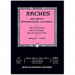 Альбом для акварели Arches, мелкое зерно, склеенный, 300 гр/м2, 26 x 36 см, 12 листов