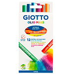 Пастель масляная в индивидуальной рубашке Giotto Olio Maxi, 0.1 см, европодвес, набор 12 цветов