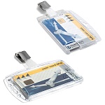 Держатель для пропуска двойной c поворотным клипом Durable, 54 х 85 мм